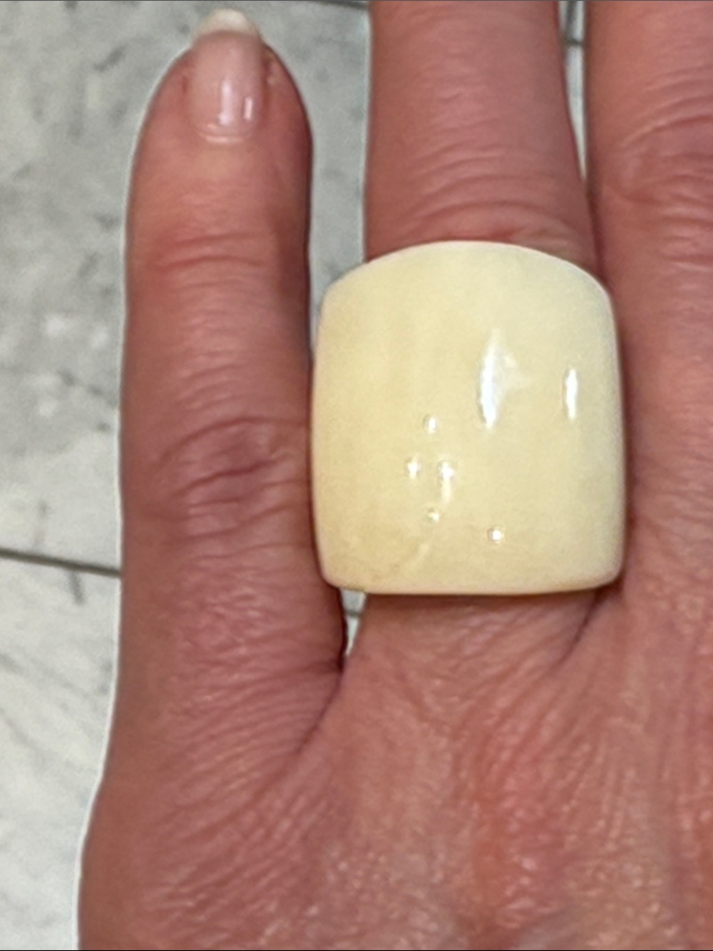 Chunky Cream Bone Statement Ring